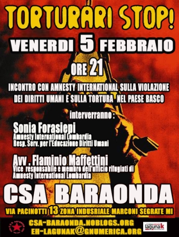 serata sulla violazione dei diritti unmani nel paese basco, con amnesty